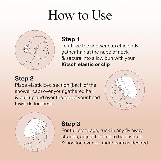 Kitsch Luxury Shower Caps for Women Reusable Waterproof